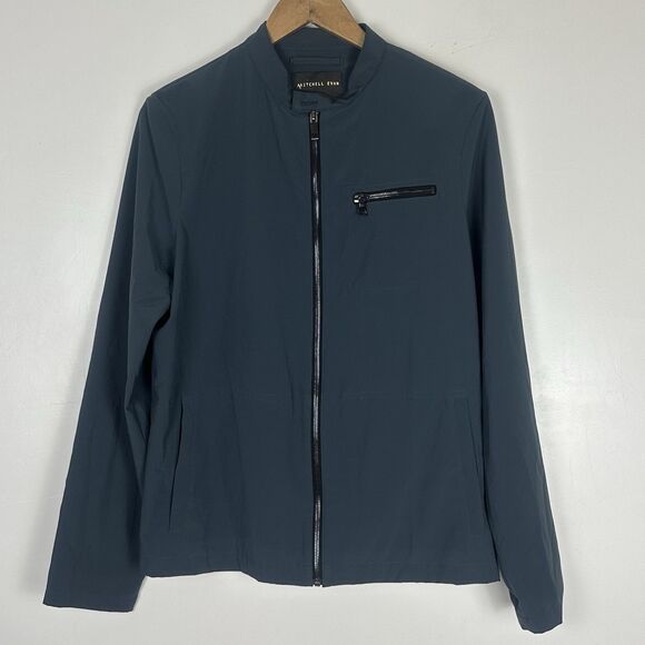 Mitchell Evan Tech Zip Up Comfy Jacket Size Large Made USA Blue Gray NEW - Picture 1 of 8